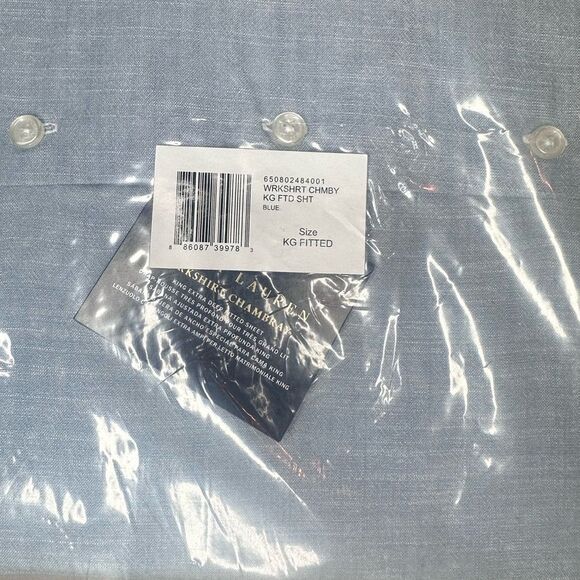 NWTs Ralph Lauren Workshirt Chambray Fitted KING Sheet - Picture 4 of 4